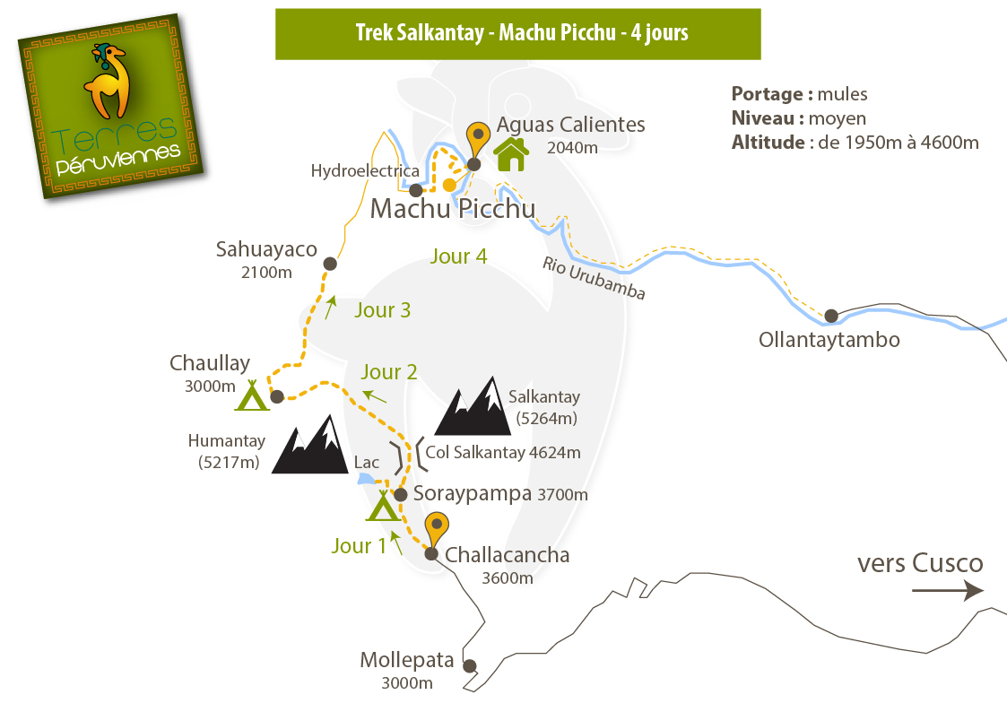 Carte trek Salkantay Machu Picchu